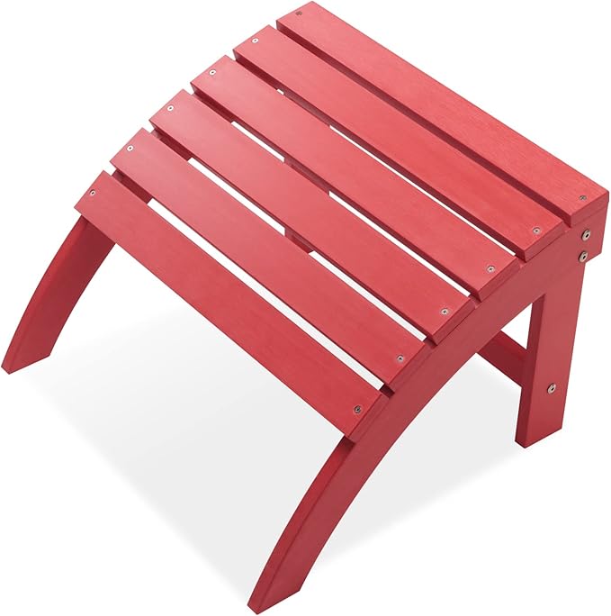 Psilvam Adirondack Ottoman, Adirondack Footstool for Adirondack Chair Weather Resistant Foot Rest for Outdoor Porch, Yard, Garden (Red)