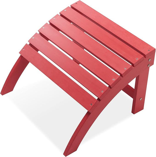 Psilvam Adirondack Ottoman, Adirondack Footstool for Adirondack Chair Weather Resistant Foot Rest for Outdoor Porch, Yard, Garden (Red)