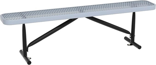 6FT Metal Park Bench for Outside, All-Weather Thermoplastic Coating Outdoor Bench with Anchor, Commercial Heavy Duty Benches for Shopping Malls, Stores, Parks, Patios, Decks, Grey