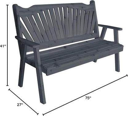 Furniture Barn USA Pine 6' Fanback Garden Bench, Charcoal Stain
