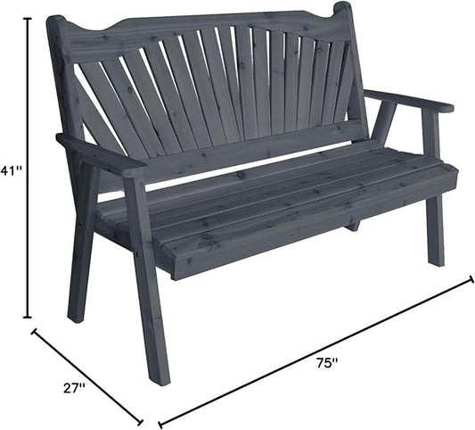 Furniture Barn USA Pine 6' Fanback Garden Bench, Charcoal Stain