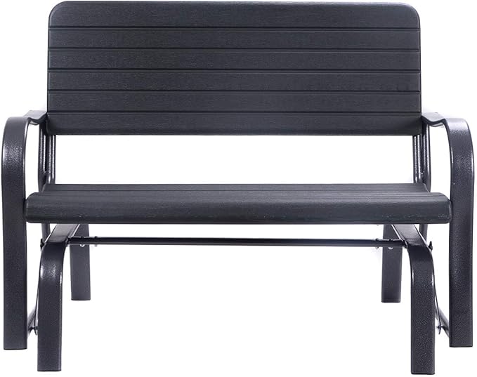 HAPPYGRILL Outdoor Swing Glider Bench, Patio Loveseat Chair with Steel Frame, Rocking Bench for Porch Deck Poolside Garden