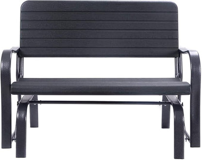 HAPPYGRILL Outdoor Swing Glider Bench, Patio Loveseat Chair with Steel Frame, Rocking Bench for Porch Deck Poolside Garden
