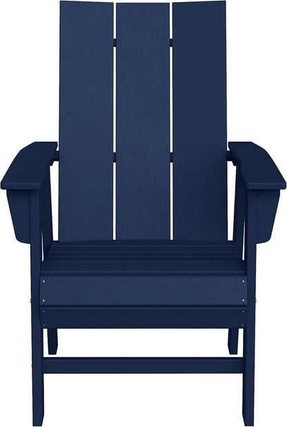 WestinTrends Ashore Outdoor Patio HDPE Plastic Modern Adirondack Dining Chair Navy Blue