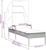 Black Patio Sun Lounger 78.7" Long with Retractable Canopy - Photo 2