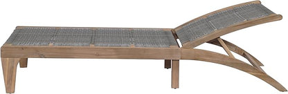 Christopher Knight Home Jhin Chaise Lounge Chair Outdoor, Acacia Wood Frame and Rattan Sunbathing Pool Lounger, Adjustable Backrest Single Lounge Sofa, Patio Lounge Chaise for Poolside, Light Brown