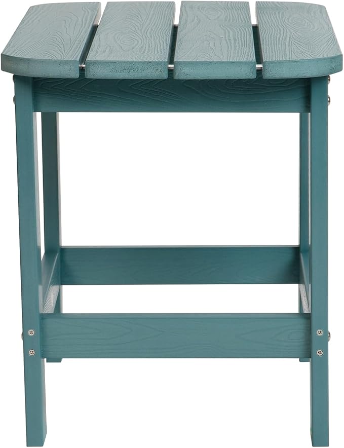 Flash Furniture Charlestown Tiered Commercial Poly Resin Adirondack Side Table - Teal - All-Weather - Indoor/Outdoor