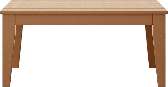 WestinTrends Malibu Low Outdoor HDPE Patio Rectangle Coffee Table, Teak