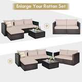 Tangkula Wicker Loveseat 2 Piece, Patio Furniture Couch with Removable Cushions, Rattan Loveseat Sofa for Balcony, Deck - Photo 8