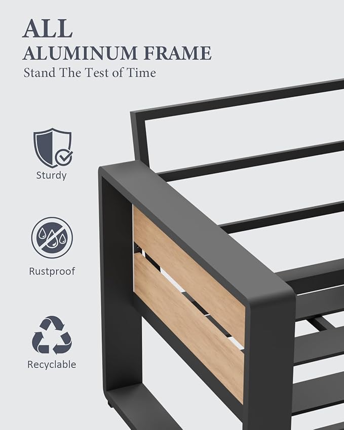 ZANDOR Aluminum Outdoor Patio Furniture - 2 Pcs Armchair - Photo 5