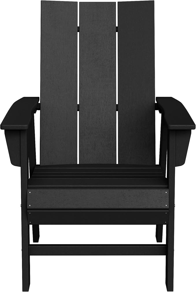 WestinTrends Ashore Outdoor Patio HDPE Plastic Modern Adirondack Dining Chair Black