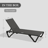 Domi Pool Lounge Chairs Set of 2 with Side Table, Aluminum Adjustable Outdoor Chaise Lounge with Wheels - Photo 2