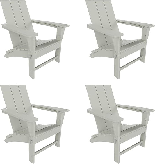 WestinTrends Ashore Modern Outdoor Folding Adirondack Chair (Set of 4), Sand