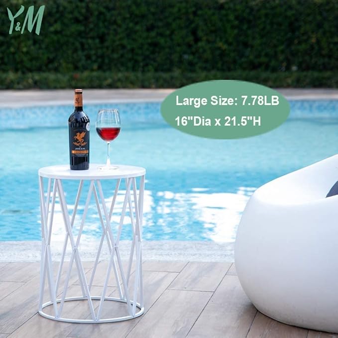 Y&M Set of 3 Metal Round Coffee Table, Side Table End Table for Indoor Outdoor Multifunctional Use - Photo 3