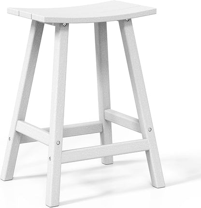 WestinTrends Malibu 24 Inch Outdoor White Bar Stools, All Weather Resistant Poly Lumber Adirondack Counter Height Stools, White