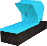RELAX4LIFE Rattan Chaise Lounge Chair - PE Wicker Reclining Lounger with 5-Position Adjustable Backrest - Photo 1