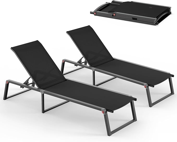 Aluminum Chaise Lounge Outdoor Set of 2 - Photo 1