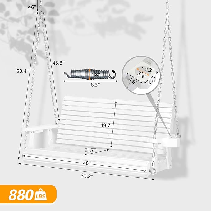 VINGLI XL Size Patio Wooden Porch Swing Outdoor with Cup Holders - Photo 4
