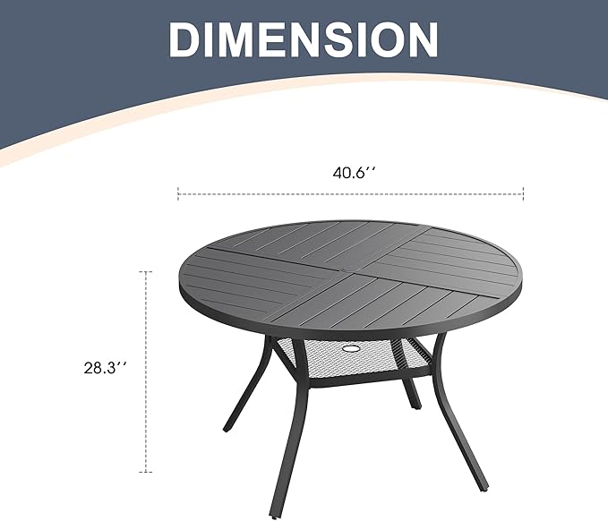VICLLAX 40.6" Round Patio Dining Table for 4 - Photo 3