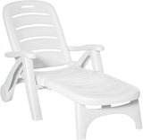 Outsunny Outdoor Chaise Lounge, 5 Level Adjustable Backrest Lounge Chair with Wheels, Folding Tanning Chair for Pool - Photo 1