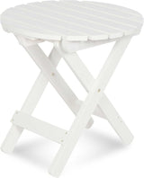 Shine Company Round Wooden Folding Solid Wood Side Table, Outdoor Adirondack Small Patio Table, Eggshell White - Photo 1