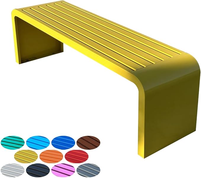 2-Person Garden Bench, Suit for Garden, Porch and Park, Outdoor Garden Benches, 2-Person Park Bench, Metal Park Bench for Outside(Yellow,39.4x15.7x17.7in(LxWxH))