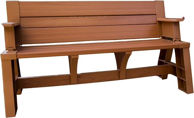 Convert-a-Bench Gen 1 2-in-1 Outdoor Convertible Bench to Picnic Table | Space-Saving, Weather-Resistant Patio Furniture for Yard, Deck, Garden | Easy Assembly & Durable - 1 Bench/Order, Sierra Timber