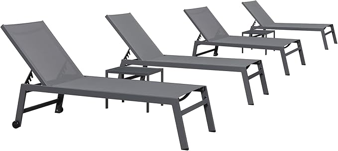 PURPLE LEAF 6-Piece Outdoor Chaise Lounge Oversized Pool Lounge Chairs with Easy-to-Move Wheels and Adjustable Backrest - Photo 1