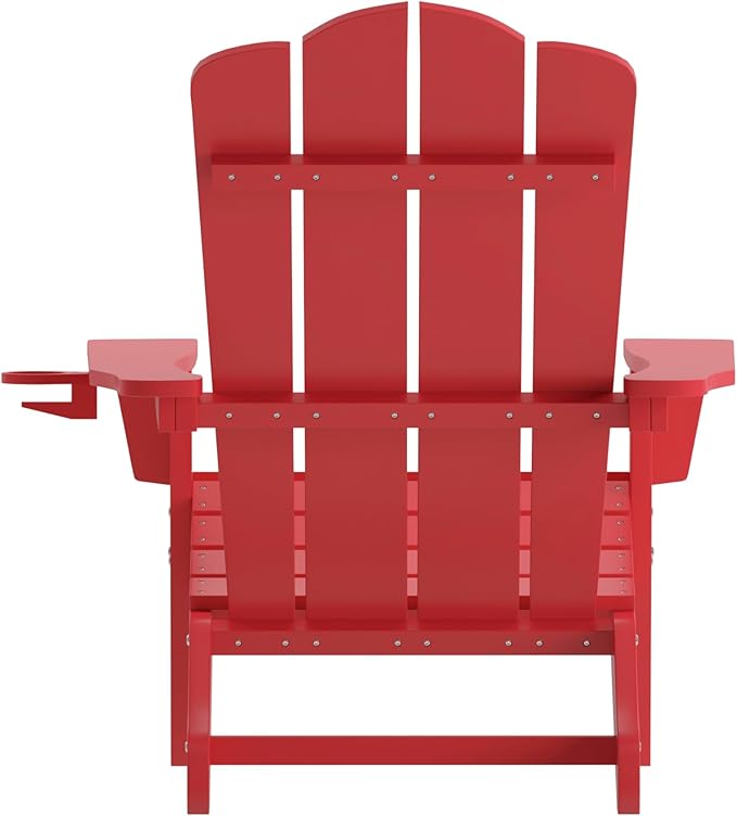 Flash Furniture Newport Adirondack Chairs with Cup Holders, Weather Resistant Poly Resin Adirondack Chairs, Set of 4 - Photo 8
