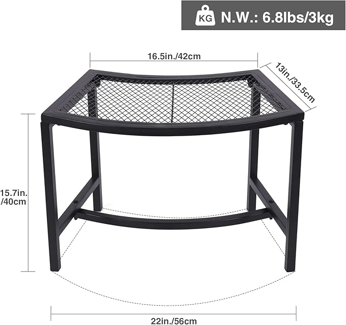 Metal Fire Pit Curved Bench, Backless Powder-Coated Mesh Outdoor Bench, Weatherproof Garden Chair Seating for Firepit Deck Patio Porch Yard, Black, Set of 4