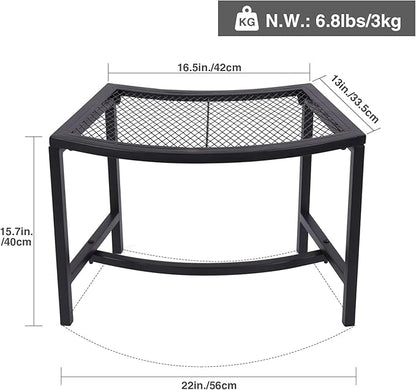 Metal Fire Pit Curved Bench, Backless Powder-Coated Mesh Outdoor Bench, Weatherproof Garden Chair Seating for Firepit Deck Patio Porch Yard, Black, Set of 4