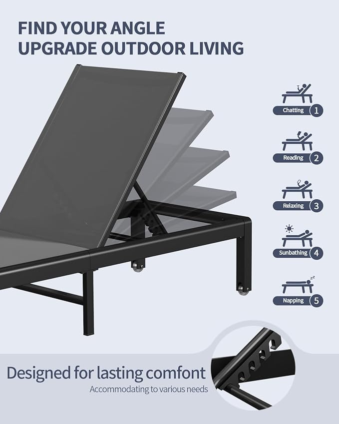 Aluminum Lounge Chairs Outdoor Chaise Furniture - Photo 6