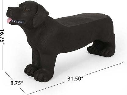 31” Black Dogs Bench, Dog Statue for Garden Front Porch, Patio, Park, Outside, Indoor, MGO, No Assembly (Dog)