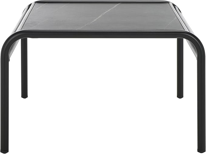 SAFAVIEH Outdoor Patio Furniture Core Black Metal & Sintered Stone Coffee Table (Fully Assembled)