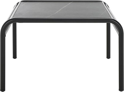 SAFAVIEH Outdoor Patio Furniture Core Black Metal & Sintered Stone Coffee Table (Fully Assembled)