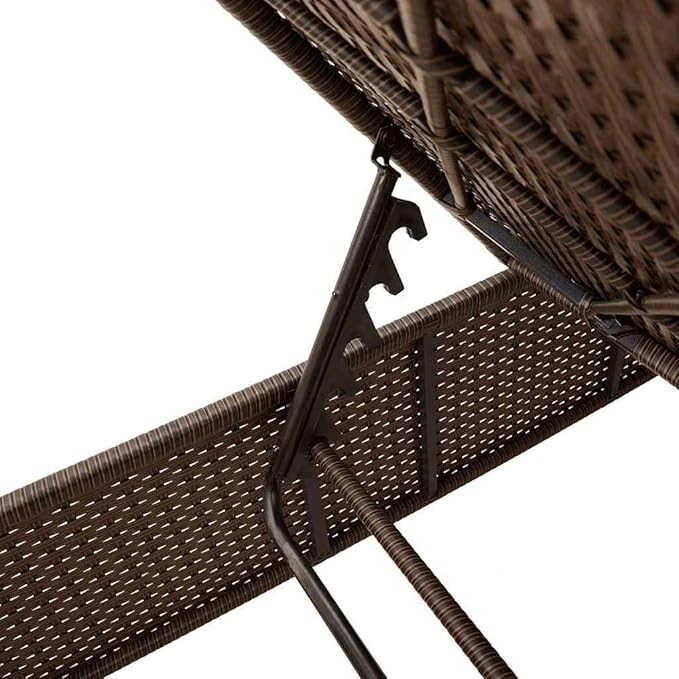Brown Patio Sun Lounger 78x22x38 in Adjustable Reclining Outdoor Lounge Chair with UV PE Rattan, Steel Frame - Photo 7