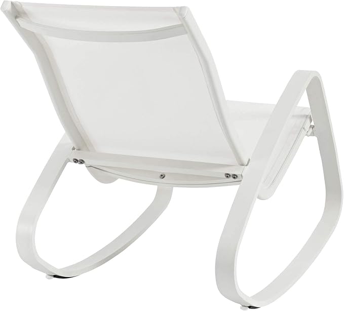 Modway Traveler Outdoor Patio Aluminum Mesh Rocking Sling Lawn Chair Glider in White White