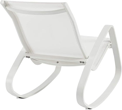 Modway Traveler Outdoor Patio Aluminum Mesh Rocking Sling Lawn Chair Glider in White White