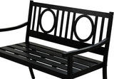HomeRoots 45" Black Metal Geometric Back Garden Patio Bench - Photo 5