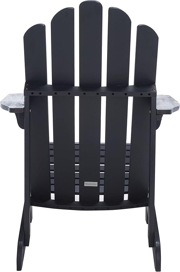 SAFAVIEH Outdoor Collection Topher Black Slatted Adirondack Chair - Photo 5