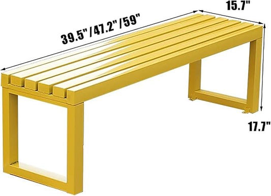 Outdoor Garden Benches, 2-3 Person Seat Outdoor Backless Benches Weatherproof, Outside Patio Benches Park Bench with Slatted Seat,Metal Frame,880 lbs Capacity(39.5 inch, Black Colorful)