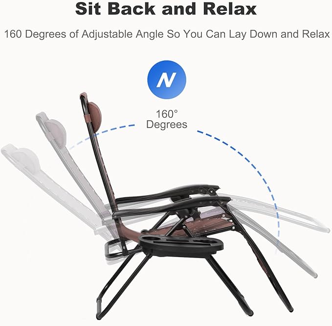 Nazhura Set of 2 Relaxing Recliners Patio Chairs Adjustable Steel Mesh Zero Gravity Lounge Chair Beach Chairs with - Photo 4