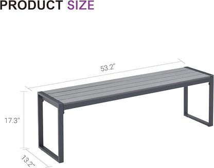 VICLLAX 3-Person Outdoor Bench, 2 Pieces 53" Long Garden Bench Backless Porch Patio Bench Metal Park Bench, Grey