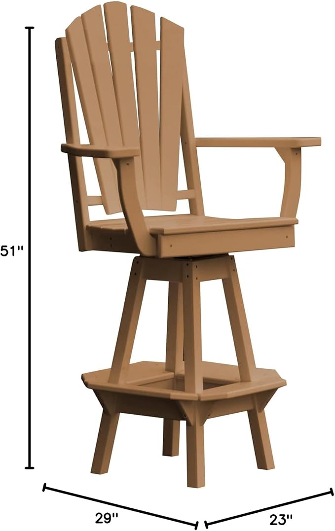 Poly Lumber Adirondack Swivel Bar Chair with Arms, Cedar