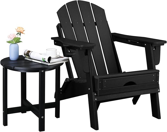 Vasitelan Patio Adirondack Side Table, Double Outdoor Side Table, Poly Lumber end Table, Weather Resistant for Indoor - Photo 6