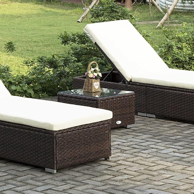 DIMAR GARDEN Outdoor Coffee Table Wicker Patio Side Table with Glass Top,19.7in Mixed Brown - Photo 6
