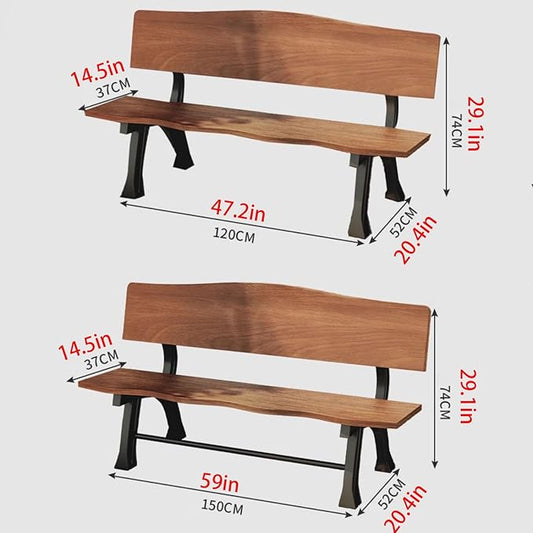 Outdoor Garden Bench, Metal Bench, Patio Wood Bench Park with Backrest, Bench Chair, for Patio Lawn Balcony Yard Porch(Blue,47.2x20.4x29.1in)