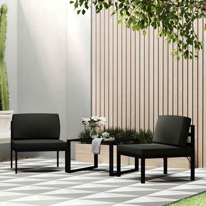 Aluminum Modular Outdoor Sectional Middle Sofa 27.6"x25.4"x25.4" Anthracite Powder-Coated Frame with Weather-Tough - Photo 1