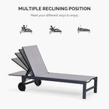 PURPLE LEAF Outdoor Chaise Lounge with Wheels for Outside 2 Pieces Aluminum Patio Lounge Chair with 5 Adjustable - Photo 6