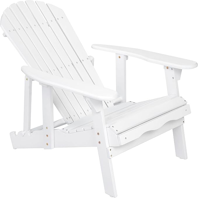 Malibu Adirondack Chair,Patio Seating,Acacia Wood,White-91